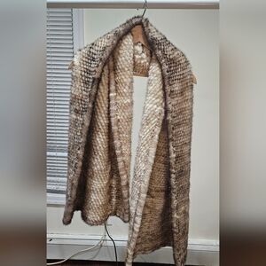 SOLD XL Genuine Mink Fur Stole / Scarf - Natural Marbled Pre-Owned Luxury